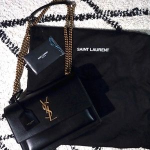 YSL Saint Laurent Sunset Medium Black Smooth Leather Bag
